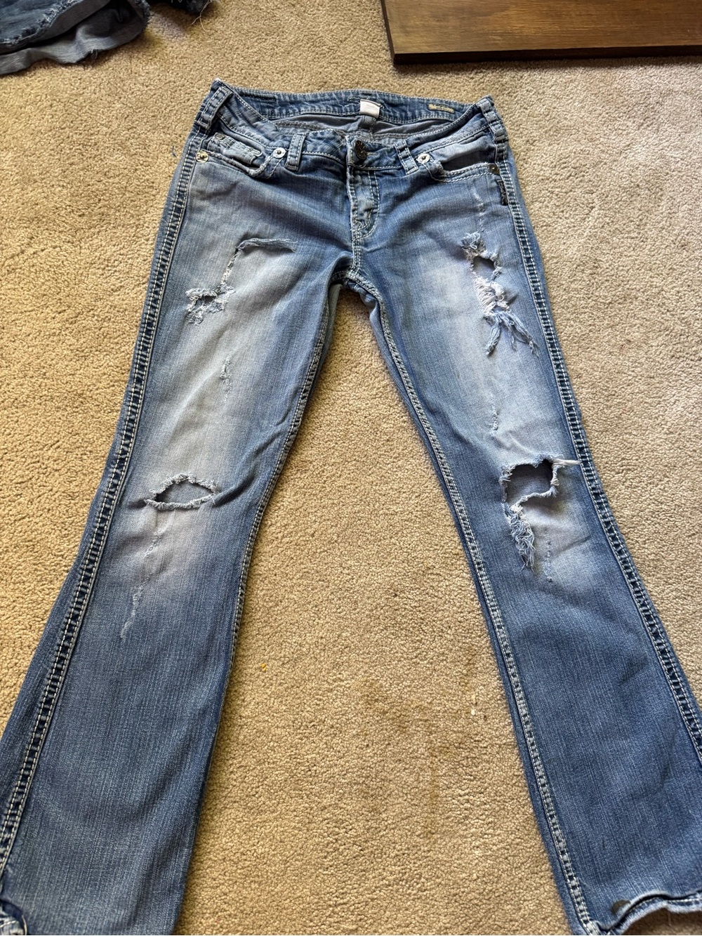 Women’s Light Blue Distressed Boot Cut Jeans